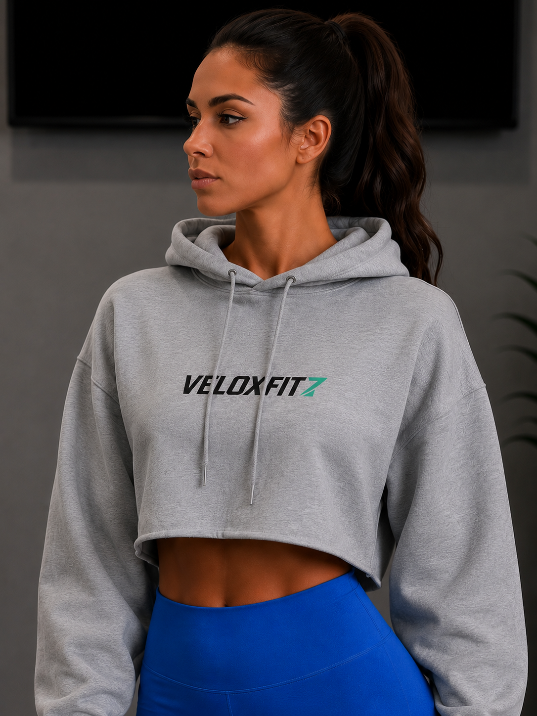 Sudadera con capucha corta oversize