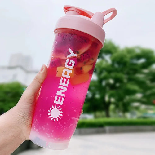 500/700ML Botella de agua deportiva Coctelera de proteínas Viaje al aire libre Taza de jugo portátil con estuche para polvo Tazas de café Botella de bebida a prueba de fugas