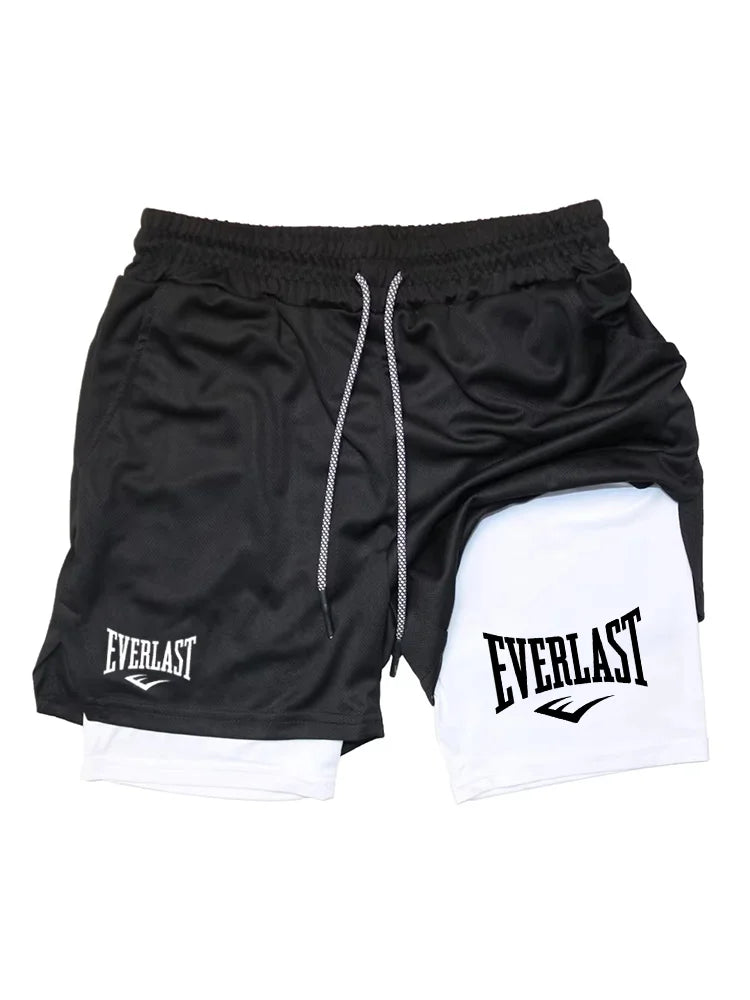 Pantalones cortos para correr para hombre 2 en 1 Pantalones cortos deportivos de doble cubierta