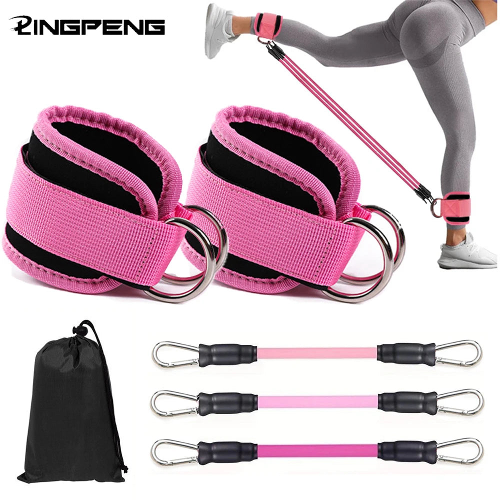 Correas de tobillo Bandas de resistencia Juego de entrenamiento de fitness Equipo de ejercicio Peso de tobillo Yoga Banda elástica de fitness para gimnasio Hombre Mujer