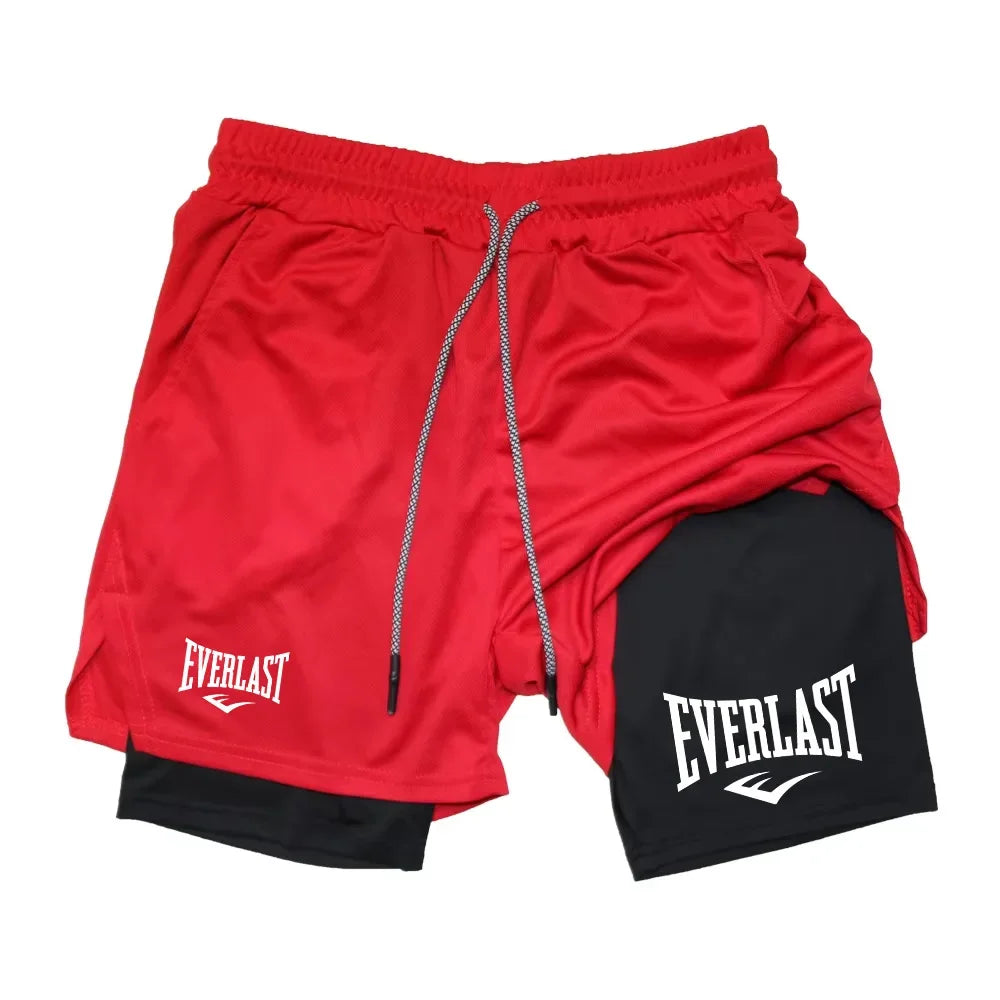 Pantalones cortos para correr para hombre 2 en 1 Pantalones cortos deportivos de doble cubierta