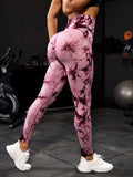 Leggins con estampado tie-dye sin costuras de cintura alta