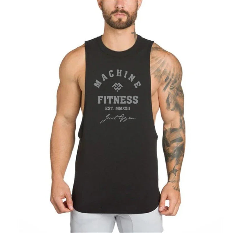 Gimnasio Culturismo Entrenamiento Fitness Camisetas Hombre Casual Deporte Sin mangas Singlets Summer Running Algodón Transpirable Suelto Tank Tops