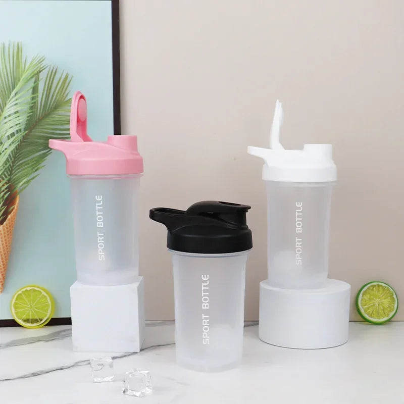 Botella de coctelera de polvo de proteína portátil de 300 ml Botella de agua a prueba de fugas para gimnasio al aire libre Fitness Entrenamiento Taza de mezcla deportiva con báscula
