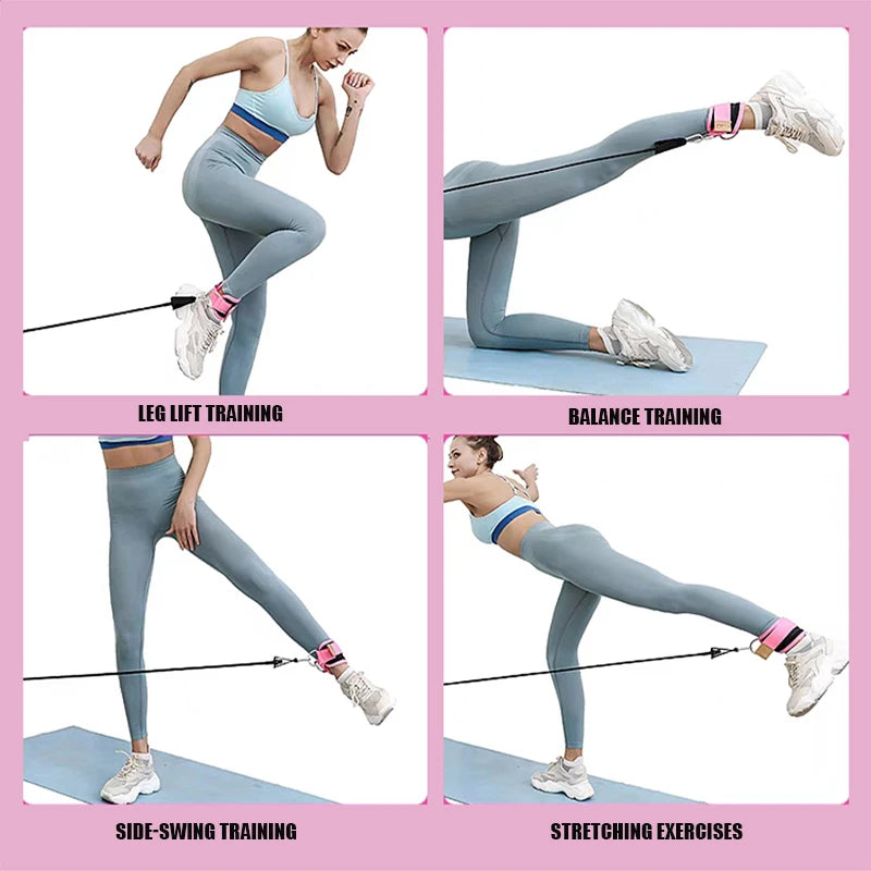 Correas de tobillo Bandas de resistencia Juego de entrenamiento de fitness Equipo de ejercicio Peso de tobillo Yoga Banda elástica de fitness para gimnasio Hombre Mujer