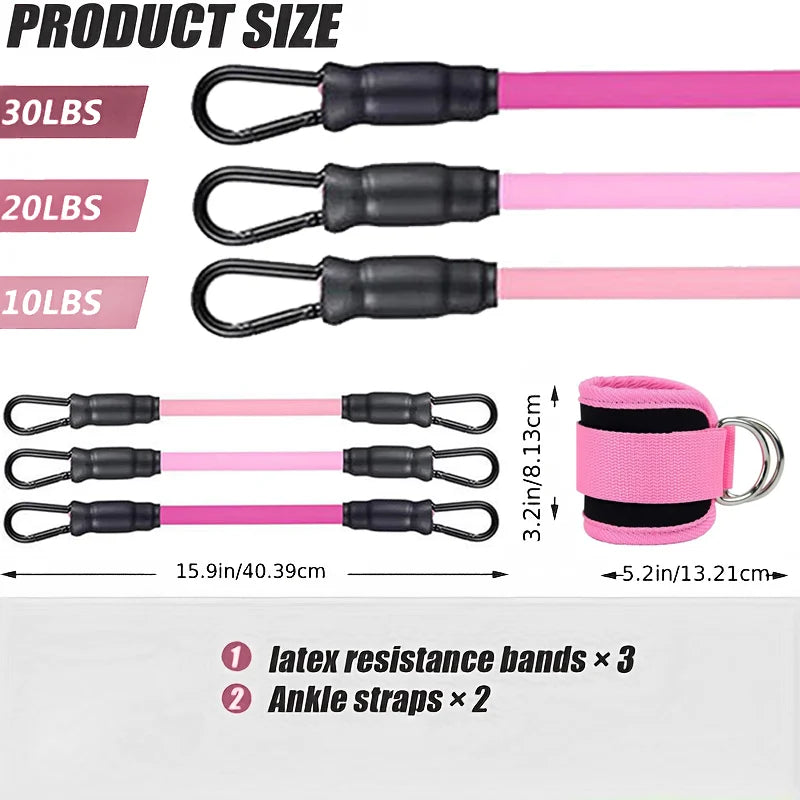 Correas de tobillo Bandas de resistencia Juego de entrenamiento de fitness Equipo de ejercicio Peso de tobillo Yoga Banda elástica de fitness para gimnasio Hombre Mujer