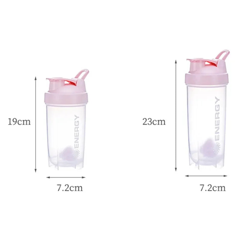 500/700ML Botella de agua deportiva Coctelera de proteínas Viaje al aire libre Taza de jugo portátil con estuche para polvo Tazas de café Botella de bebida a prueba de fugas