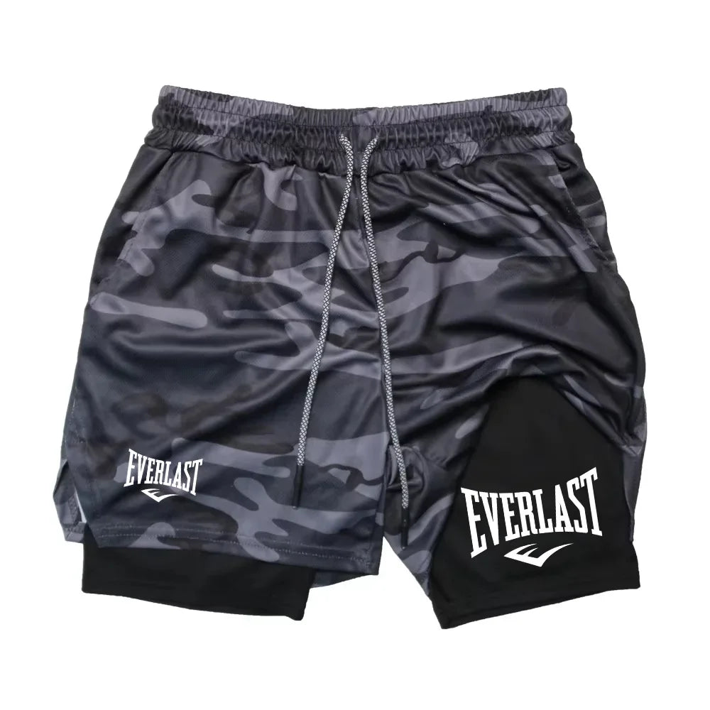 Pantalones cortos para correr para hombre 2 en 1 Pantalones cortos deportivos de doble cubierta