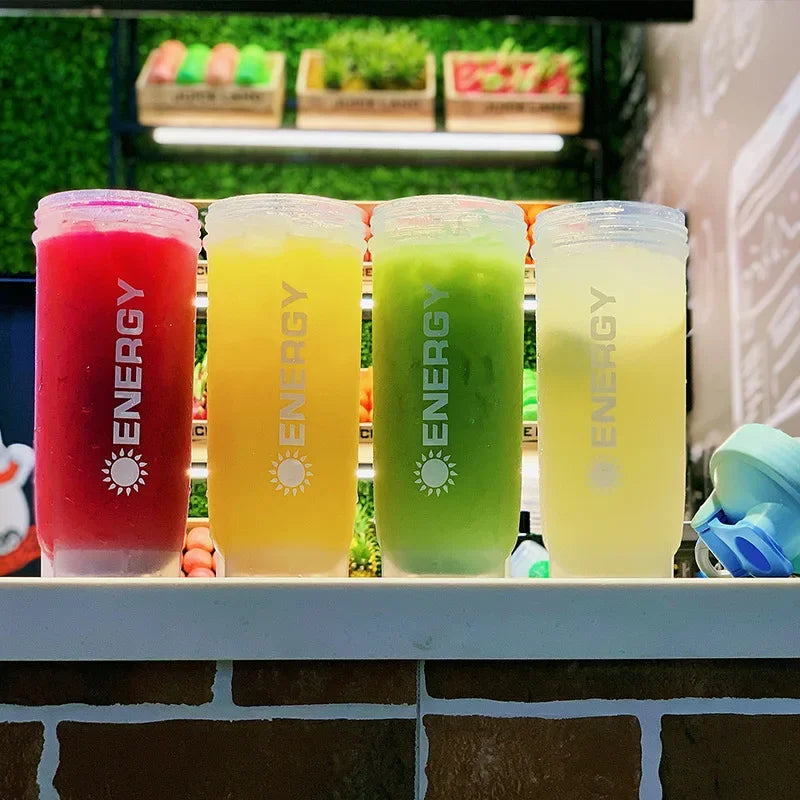500/700ML Botella de agua deportiva Coctelera de proteínas Viaje al aire libre Taza de jugo portátil con estuche para polvo Tazas de café Botella de bebida a prueba de fugas