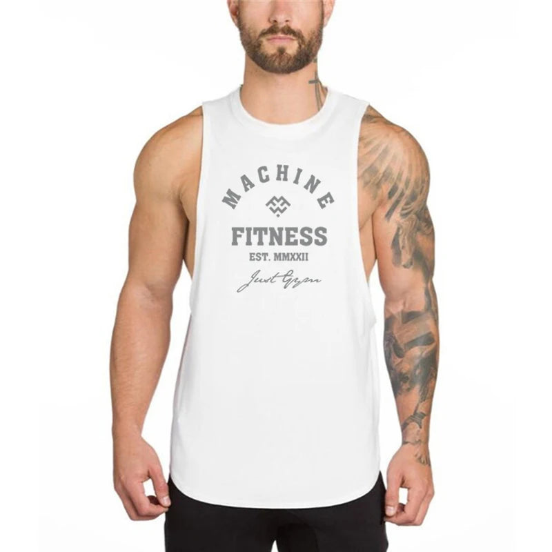 Gimnasio Culturismo Entrenamiento Fitness Camisetas Hombre Casual Deporte Sin mangas Singlets Summer Running Algodón Transpirable Suelto Tank Tops