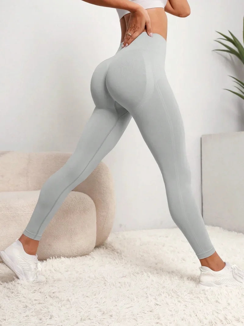 Leggings de cintura alta con levantamiento de glúteos para mujer, pantalones de entrenamiento de control de barriga, suaves, elásticos, cómodos, yoga