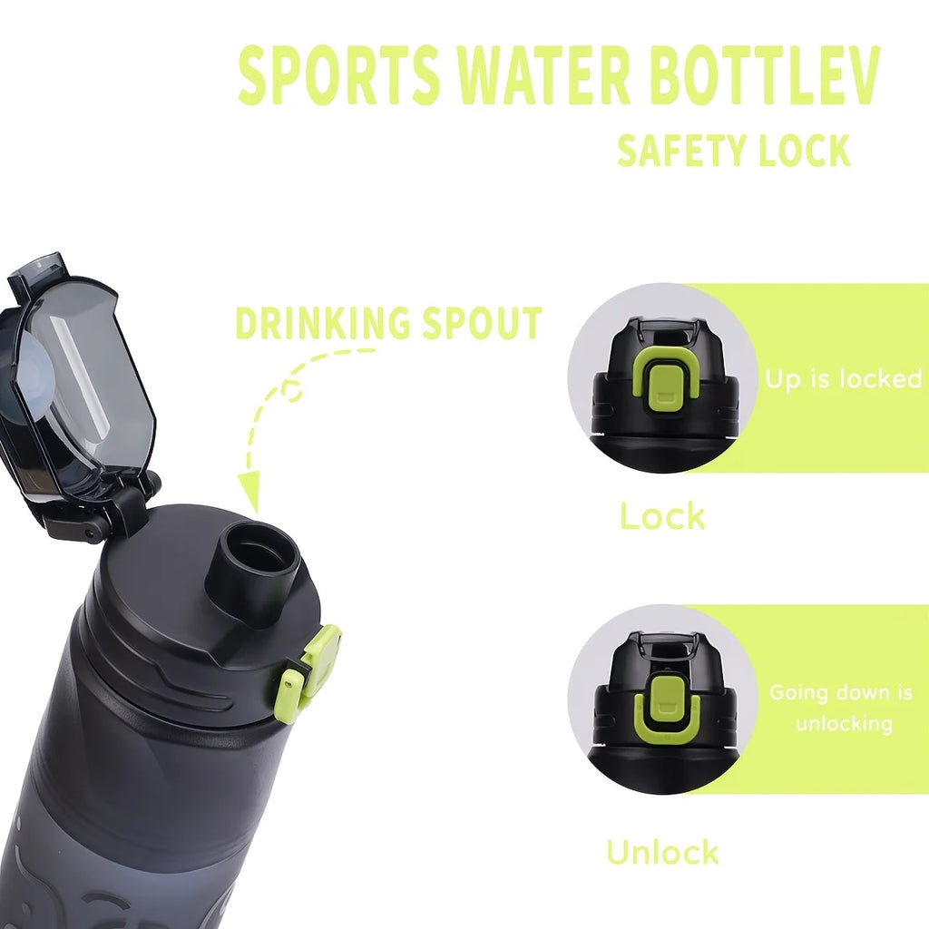 Botella de agua deportiva de plástico de 900 ml, bebida portátil a prueba de fugas