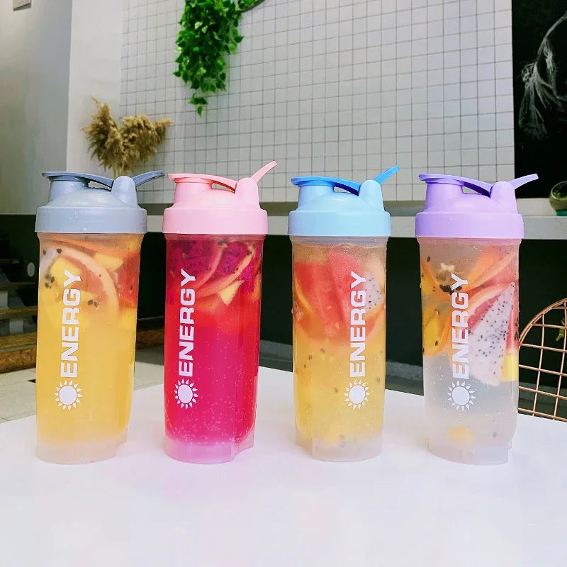 500/700ML Botella de agua deportiva Coctelera de proteínas Viaje al aire libre Taza de jugo portátil con estuche para polvo Tazas de café Botella de bebida a prueba de fugas