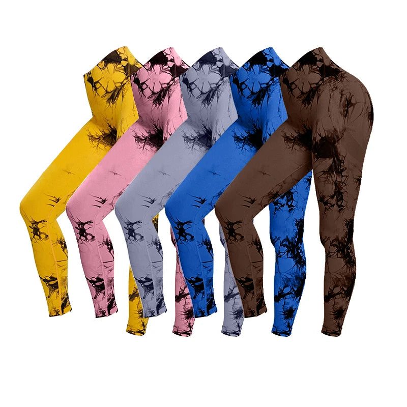Leggins con estampado tie-dye sin costuras de cintura alta