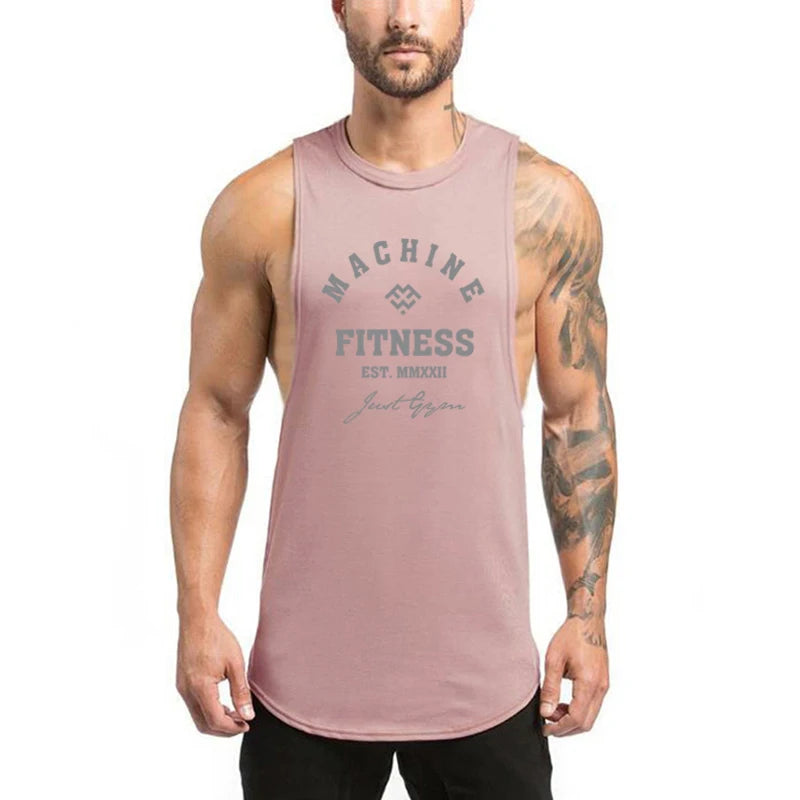 Gimnasio Culturismo Entrenamiento Fitness Camisetas Hombre Casual Deporte Sin mangas Singlets Summer Running Algodón Transpirable Suelto Tank Tops