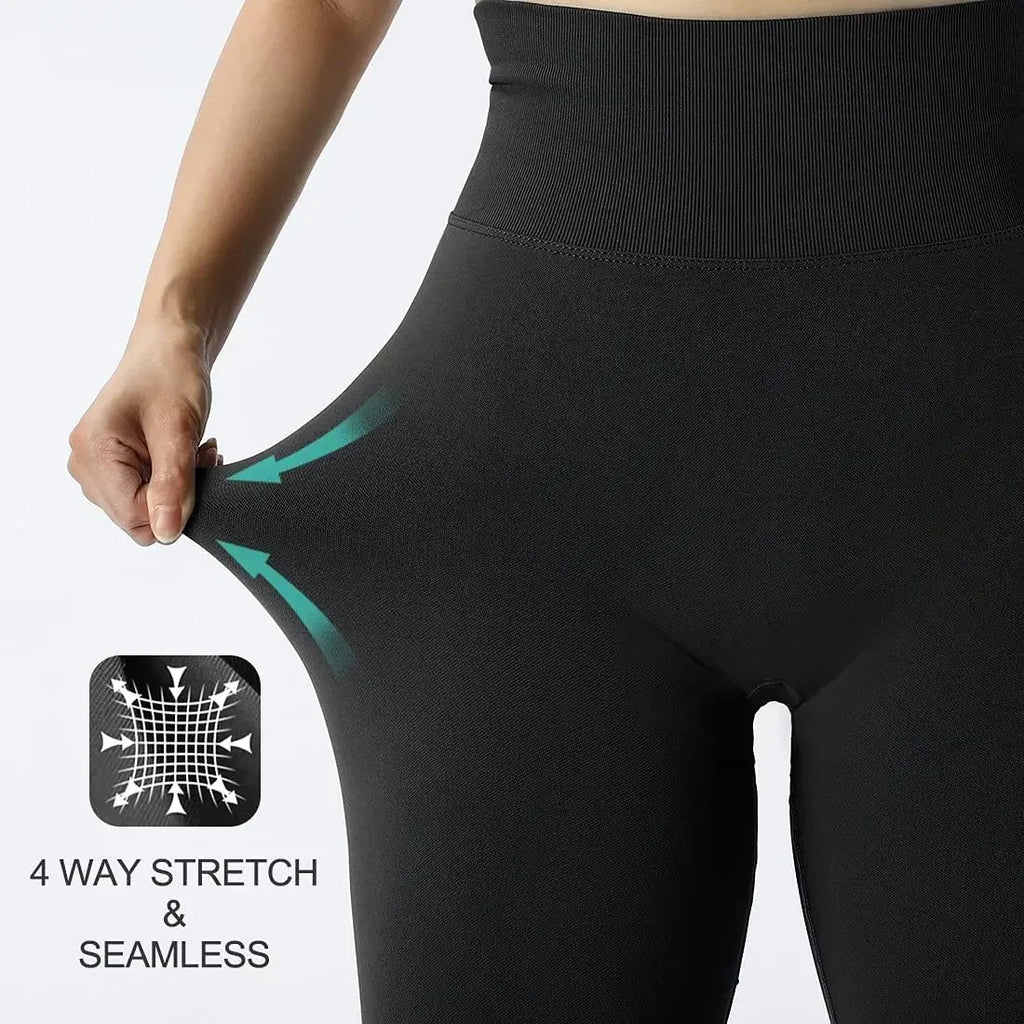 Leggings de punto sin costuras para mujer Pantalones deportivos de cintura alta Leggings de entrenamiento de gimnasio elástico alto Leggings de levantamiento de cadera sexy