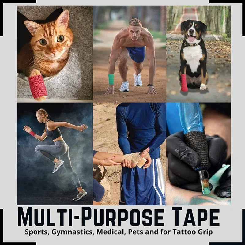 Vendaje elástico deportivo Elastoplasto Cinta autoadhesiva Proteger Muñeca Palma Dedo Brazo Hombro Rodilla Tobillo Mascotas Pierna Tatuaje Seguridad
