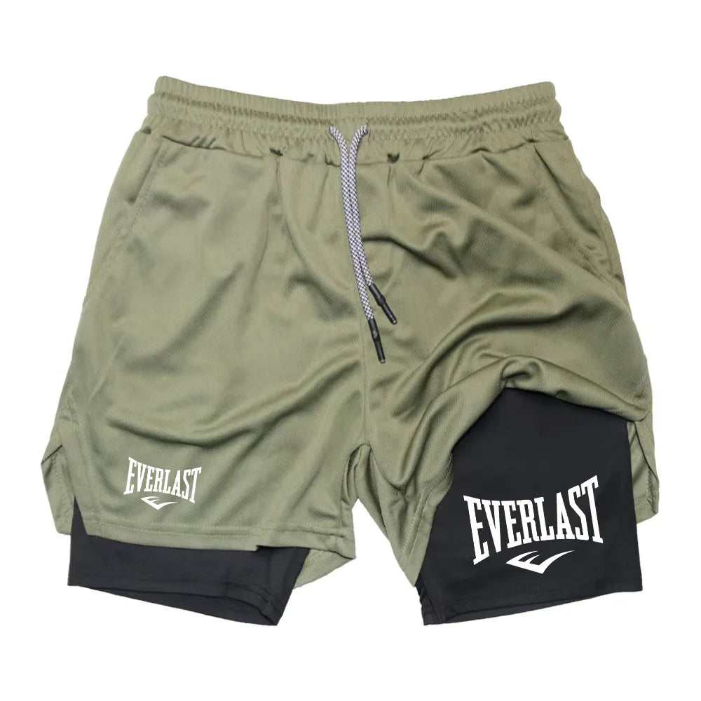 Pantalones cortos para correr para hombre 2 en 1 Pantalones cortos deportivos de doble cubierta