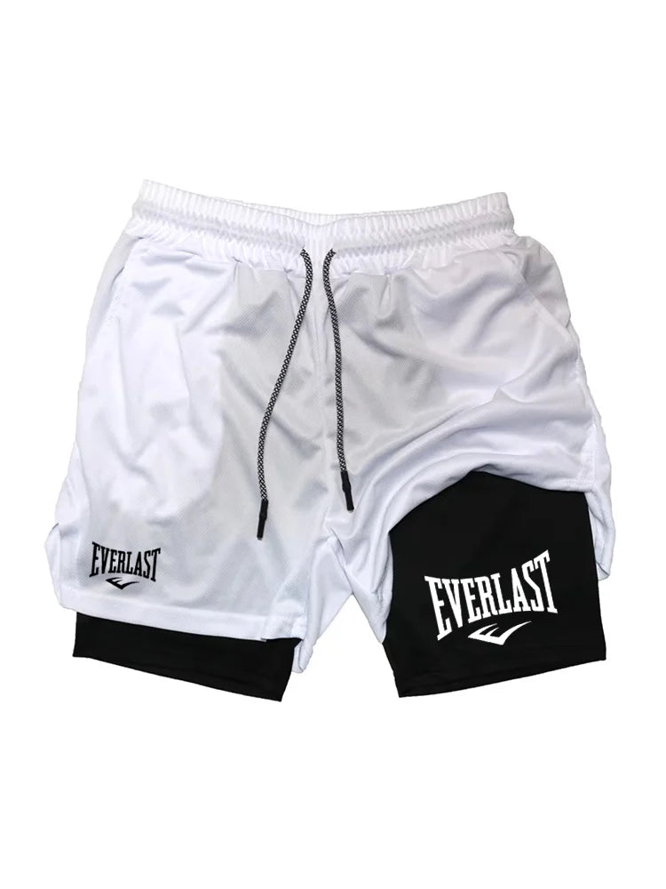 Pantalones cortos para correr para hombre 2 en 1 Pantalones cortos deportivos de doble cubierta