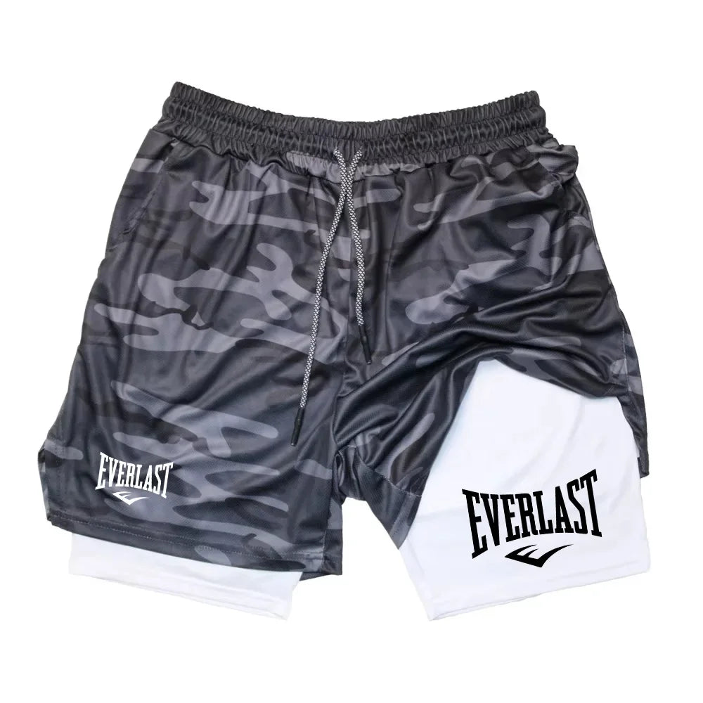 Pantalones cortos para correr para hombre 2 en 1 Pantalones cortos deportivos de doble cubierta