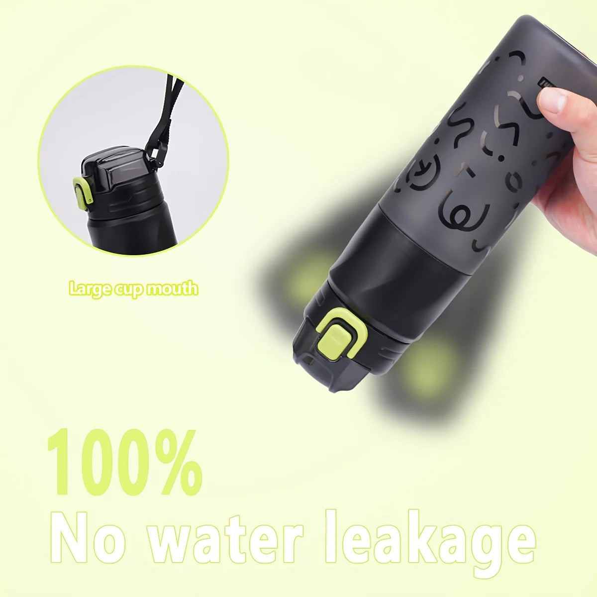 Botella de agua deportiva de plástico de 900 ml, bebida portátil a prueba de fugas