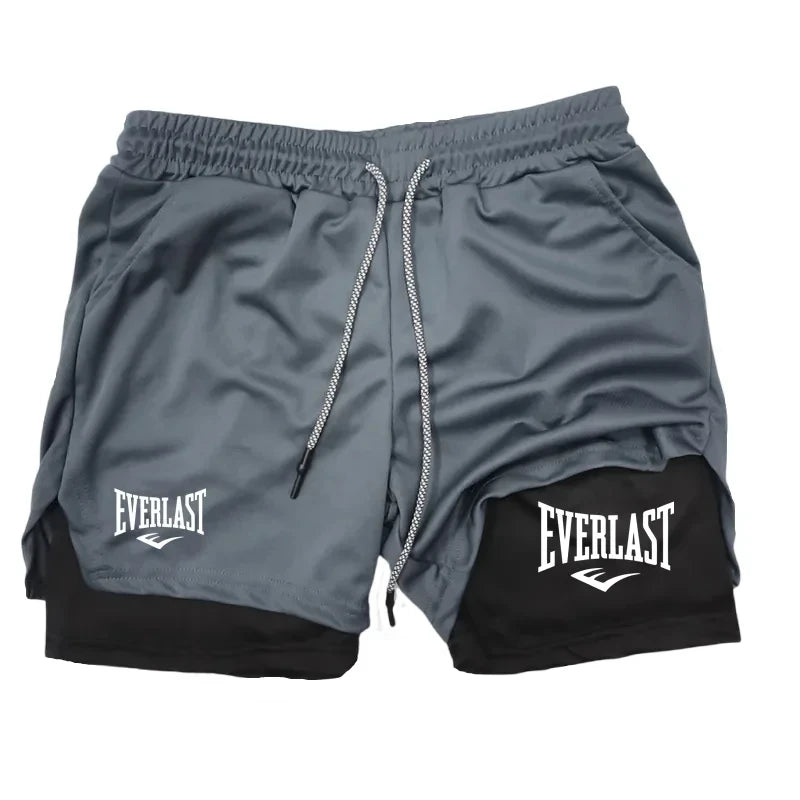 Pantalones cortos para correr para hombre 2 en 1 Pantalones cortos deportivos de doble cubierta