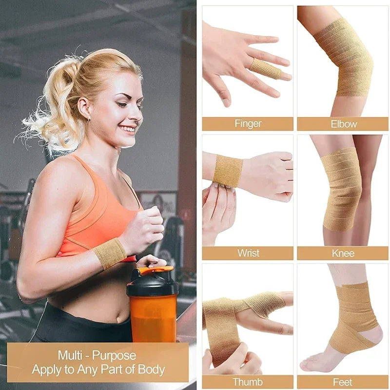 Vendaje elástico deportivo Elastoplasto Cinta autoadhesiva Proteger Muñeca Palma Dedo Brazo Hombro Rodilla Tobillo Mascotas Pierna Tatuaje Seguridad