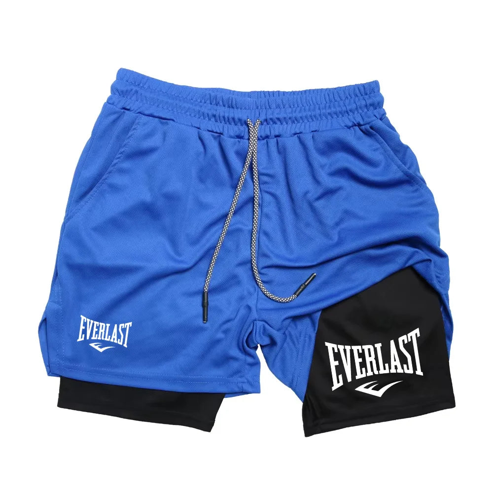 Pantalones cortos para correr para hombre 2 en 1 Pantalones cortos deportivos de doble cubierta