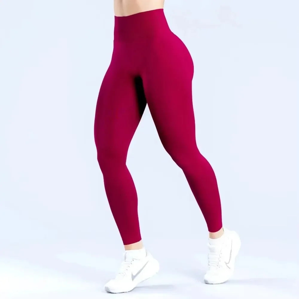 Pantalones de yoga de cintura alta sin costuras para mujer, cintura de tres secciones, pantalones deportivos ajustados de cintura sexy, pantalones deportivos ajustados de alta elasticidad