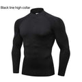 Camisa de compresión de entrenamiento para hombre Camiseta de running de secado rápido Cuello alto Manga larga Rash Guard Gym Base Layer Camiseta interior deportiva