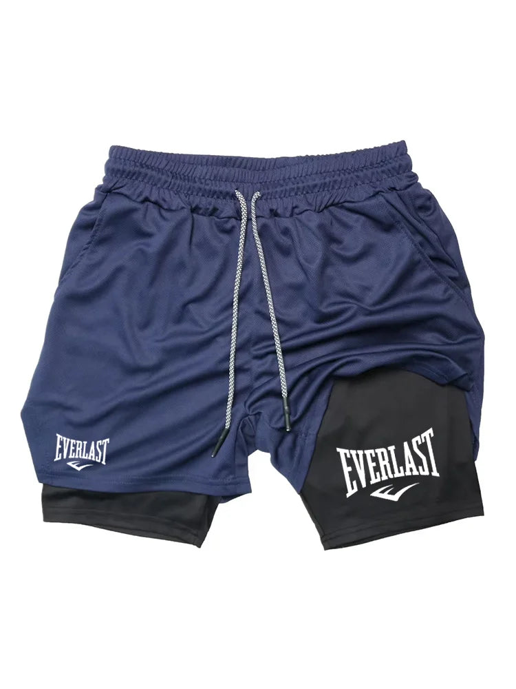 Pantalones cortos para correr para hombre 2 en 1 Pantalones cortos deportivos de doble cubierta